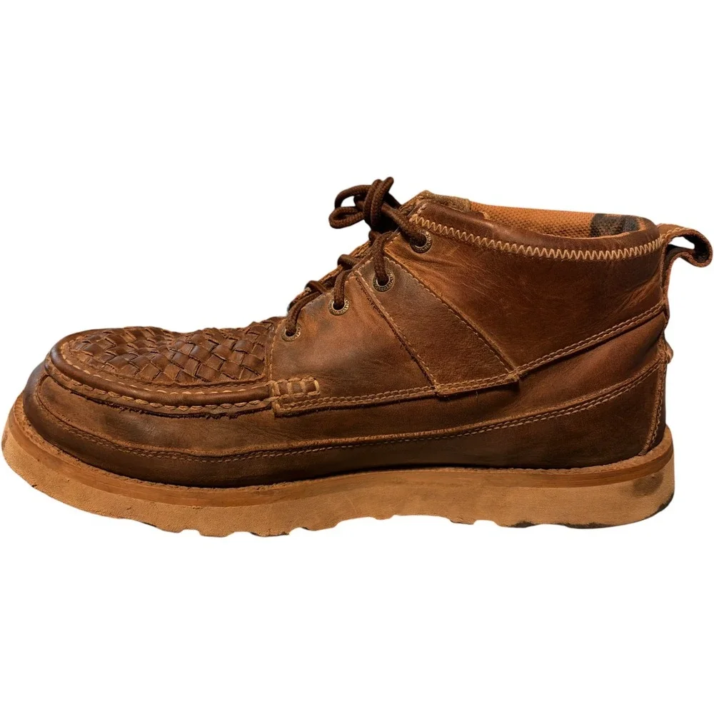 Twisted X Men's Basket Woven Saddle Chukka Boots Wedge Sole Size 10W MCA0032 4